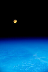 The Moon in space. digital enhancement. elements by nasa