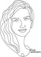 Fashion abstract one line drawing. beauty woman portrait minimalist style fashion print