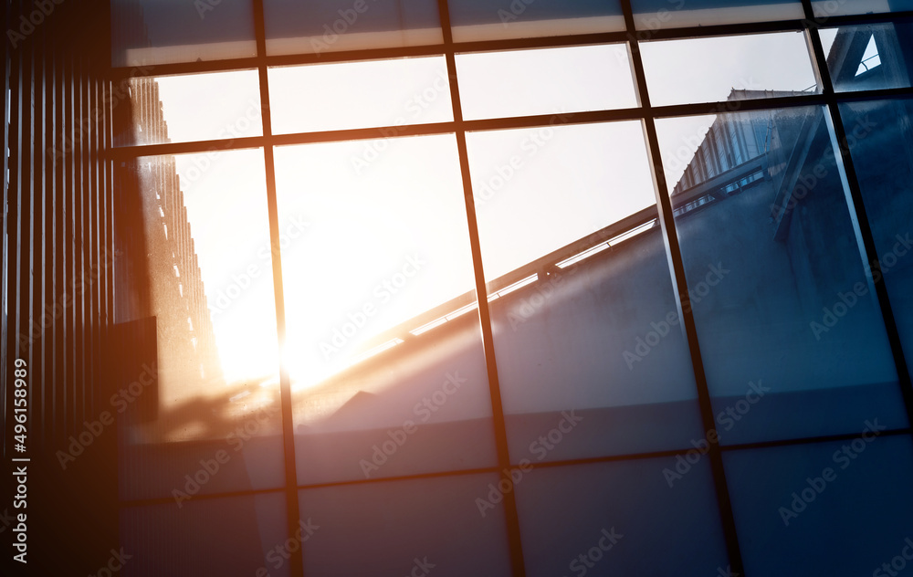 Wall mural office building reflected in the glass wall