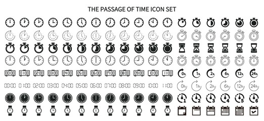 Icon set related to time and clock