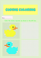 This activity sheet is about coloring the squares