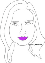 Fashion abstract one line drawing. beauty woman portrait minimalist style fashion print
