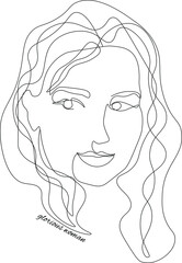 Fashion abstract one line drawing. beauty woman portrait minimalist style fashion print
