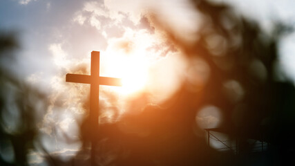 A cross under the blue sky