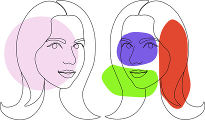 Fashion abstract one line drawing. beauty woman portrait minimalist style fashion print