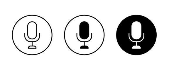 microphone icons button, vector, sign, symbol, logo, illustration, editable stroke, flat design style isolated on white