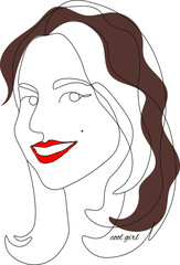 Fashion abstract one line drawing. beauty woman portrait minimalist style fashion print