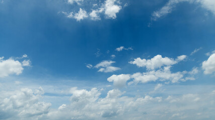 White clouds are in the blue sky