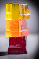 colorful jellies stacked in towers