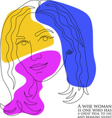 Abstract face line illustration. Minimalist face art. Trendy background. One line drawing fashion print.