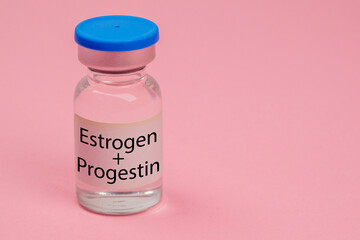 estrogen and progestin hormone injection vial for female hormone therapy