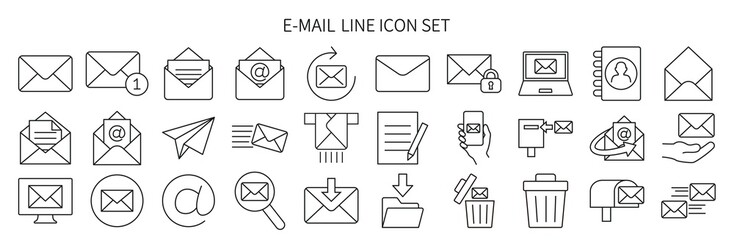 Icon set related to emails and letters