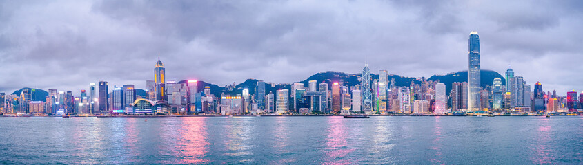 23 May 2020 - Hong Kong: panorama Victoria Harbour, Hong Kong, during the covid-19 and trade war period
