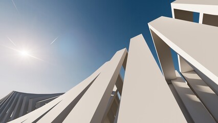 Futuristic white architecture background 3d render