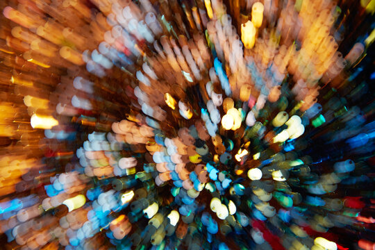 blurred yellow and blue sequins. long exposure shoot