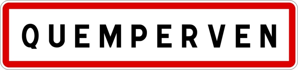 Panneau entrée ville agglomération Quemperven / Town entrance sign Quemperven