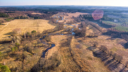 "Rega" River in Poland. Drone Autel Evo