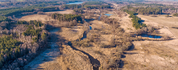 "Rega" River in Poland. Drone Autel Evo