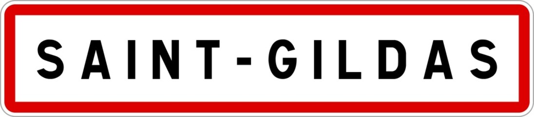 Panneau entrée ville agglomération Saint-Gildas / Town entrance sign Saint-Gildas