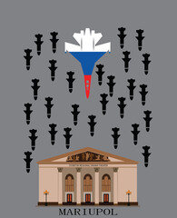 Russian plane bombs the city of Mariupol, the theater building