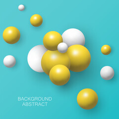White and yellow 3d balls. Abstract background.