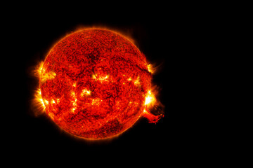 Solar storm on a dark background. Elements of this image furnished by NASA