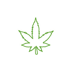 Hand Drawn Marijuana Leaf  line icon