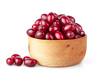 Dogwood in wooden cup isolated on a white background