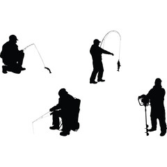Obraz premium Ice fishing Silhouette Vector