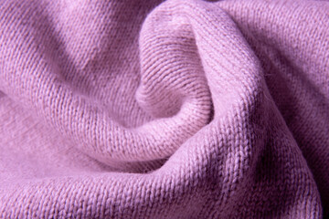 Fototapeta na wymiar Bright, purple, soft, fluffy, light blanket. Texture cotton textile background