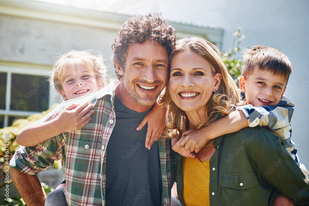 Canvas Prints All you need is family to be truly happy. Portrait of a happy family spending time together outdoors.