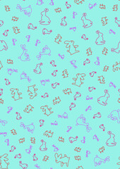 Pattern with bunnies on a blue background.
