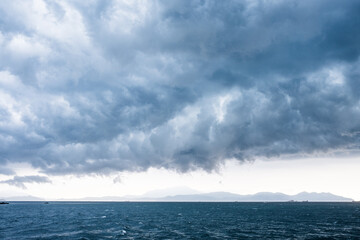Thick cloud on sky. cloudscape before storm, seascape, Sai Kung, Hong Kong