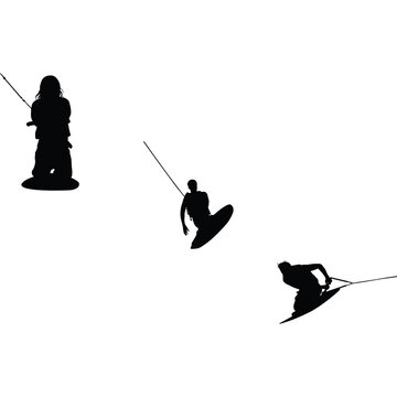 Kneeboarding Silhouette Vector