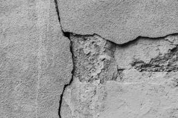 Old crack broken gray concrete wall damage background grey cracked texture