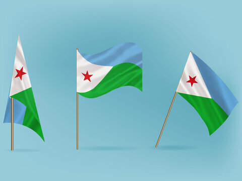 National flag of Djibouti vector.Waving flag of Djibouti from different angle