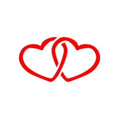 Hand drawn red hearts icon