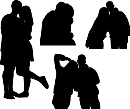 silhouettes of people couple