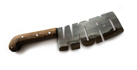 Old kitchen knife as hurting word
