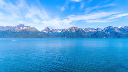 Summer aerial photo of Prince William Sound,  shot in Whittier, Alaska.