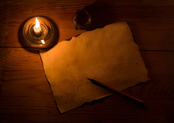 Vintage paper for writing on wooden background