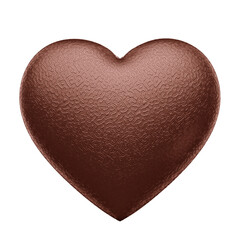 3D chocolate heart, isolated brown heart