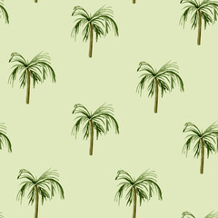 Palm trees watercolor vintage seamless pattern. Template for decorating designs and illustrations.	
