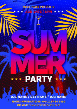 summer  party poster flyer social media post template design