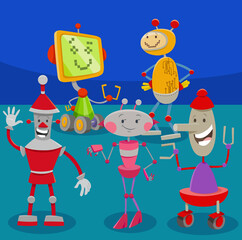 Fototapeta premium funny cartoon robots fantasy characters group