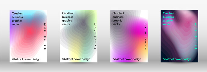 Set for liquid. Holographic abstract backgrounds. Bright mesh blurred pattern in pink, blue, green tones. Fashionable advertising vector in retro for book, annual, mobile interface, web application.