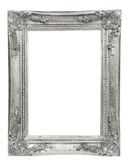 Silver vintage picture frame isolated on white background