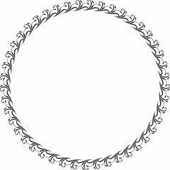 Round frame. Circle Ornamental decorative frame with leaves and floral element 