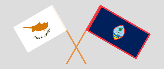 Crossed flags of Cyprus and Guam. Official colors. Correct proportion