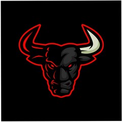 Angry bull mascot gaming logo design vector with modern illustration concept style for badge, emblem and t shirt printing. Angry bull illustration for sport and e-sport team
